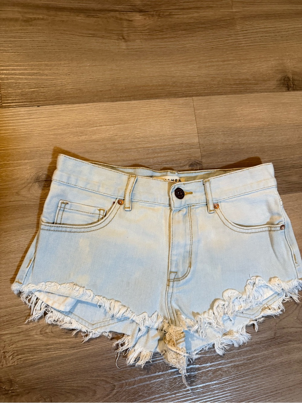 Bullhead Light Blue Distressed Denim Cutoff Shorts